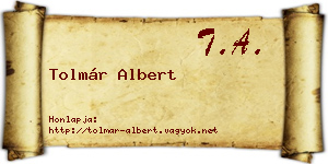 Tolmár Albert névjegykártya